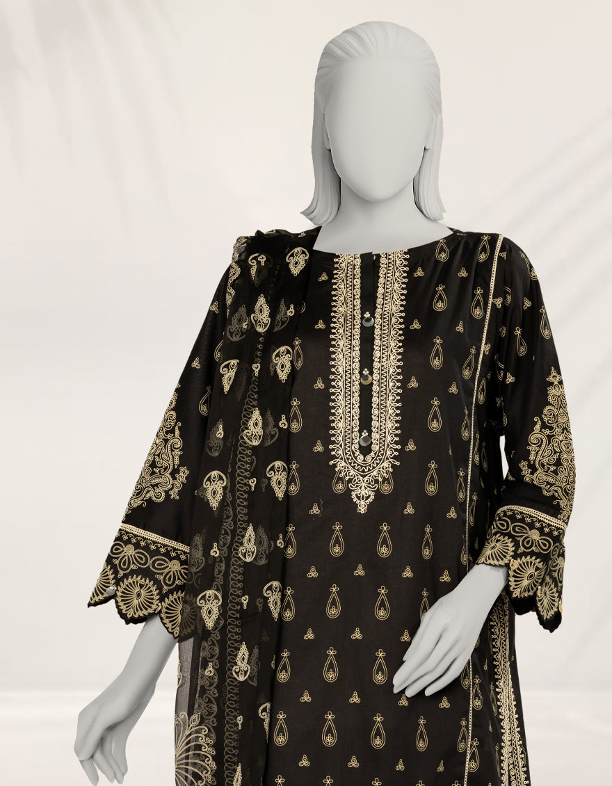 Liminal Black Stitched Suit - J. Junaid Jamshed