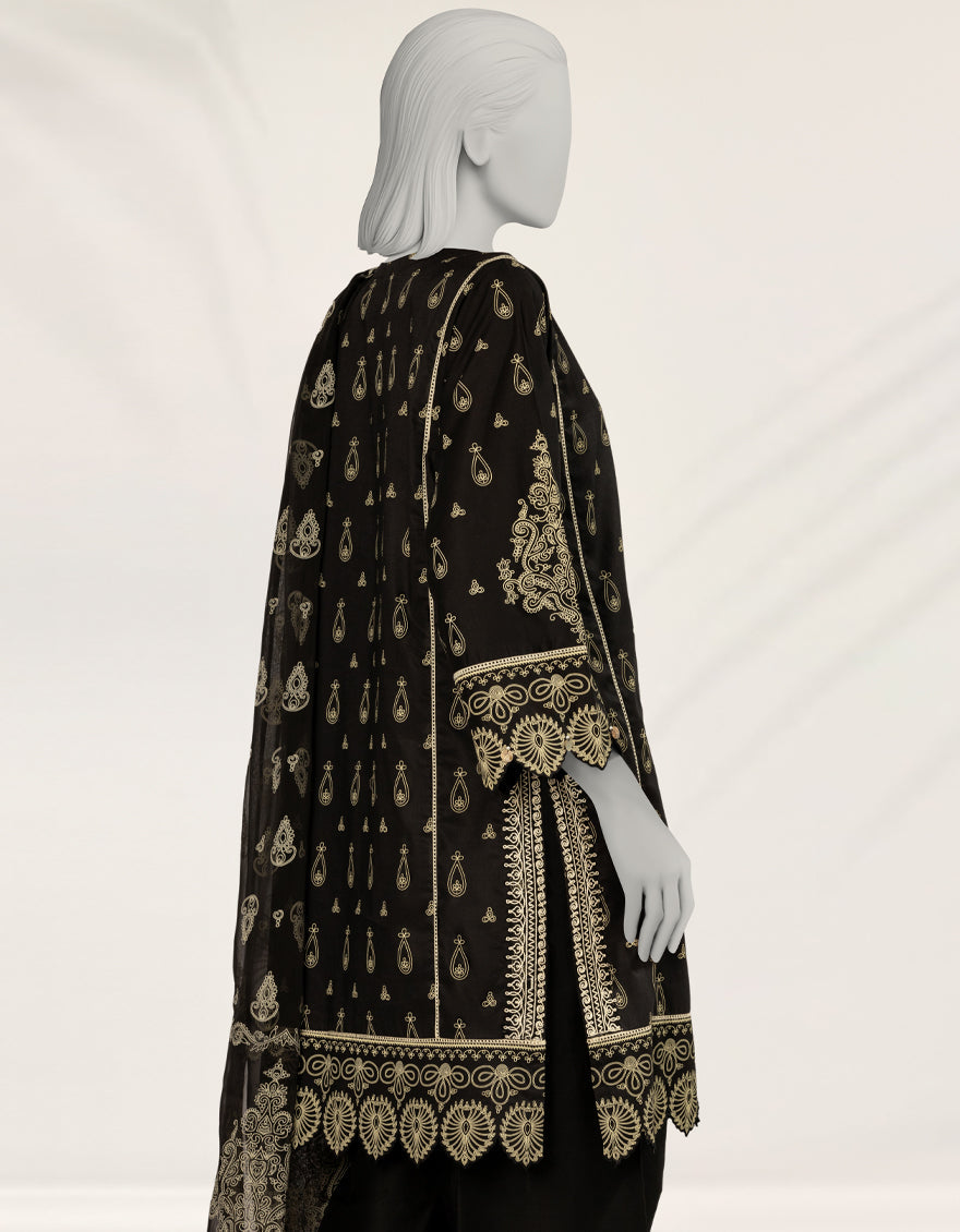 Liminal Black Stitched Suit - J. Junaid Jamshed