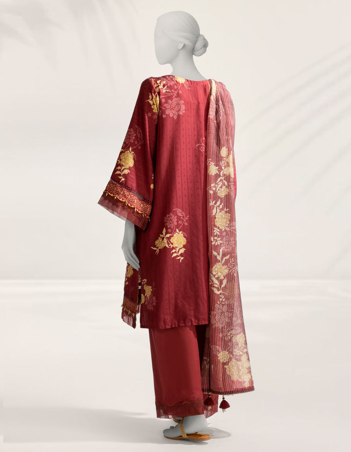 Doria Maroon Stitched Suit - J. Junaid Jamshed