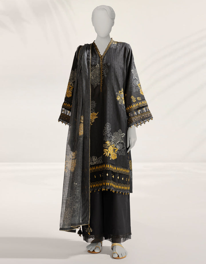 Doria Black Stitched Suit - J. Junaid Jamshed