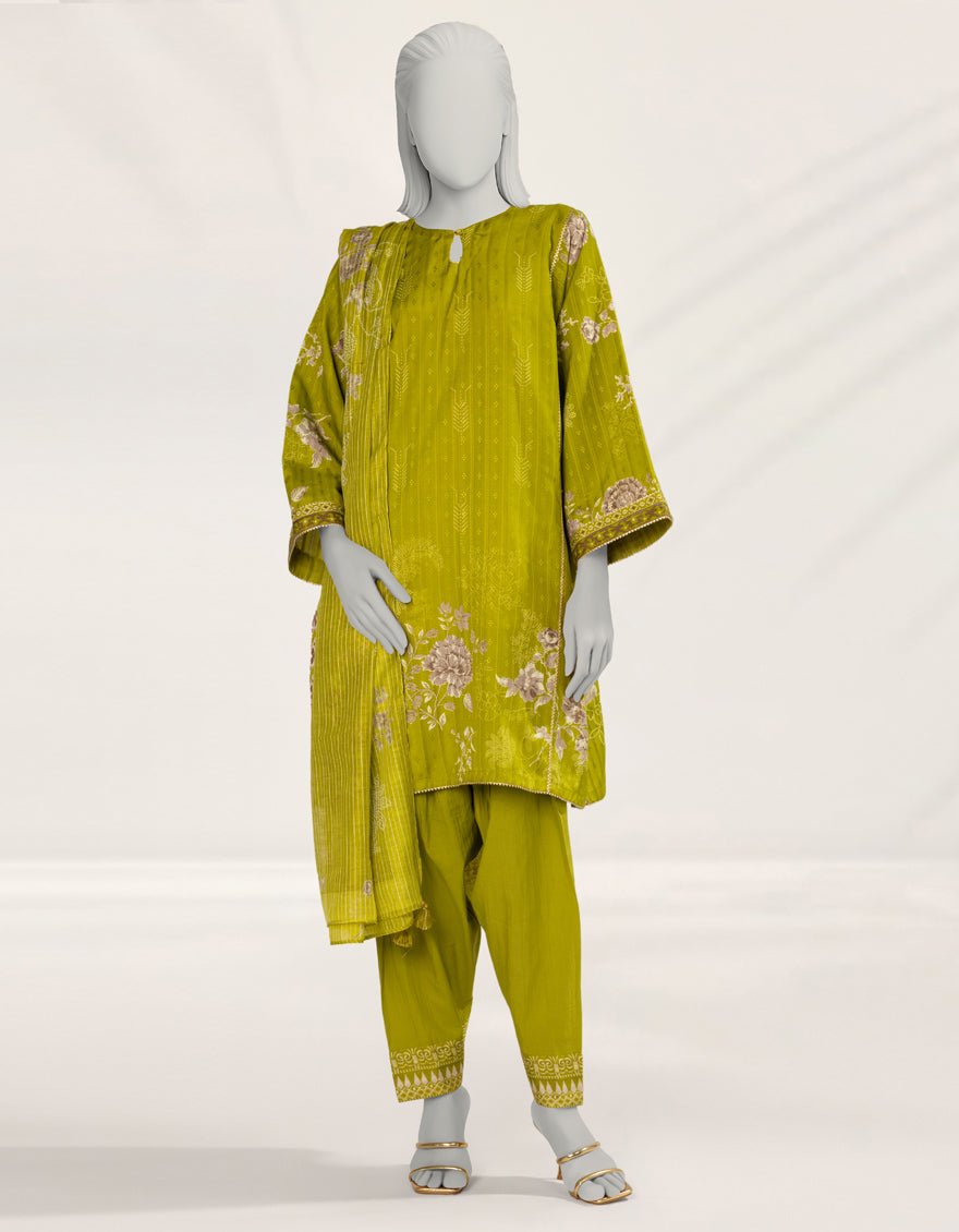 Dooriya Green Unstitched Suit - J. Junaid Jamshed