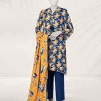 Linen Blue Stitched Suit - J. Junaid Jamshed