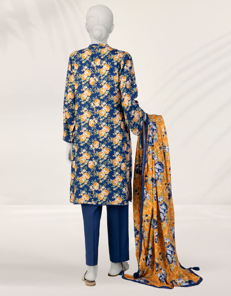 Linen Blue Stitched Suit - J. Junaid Jamshed