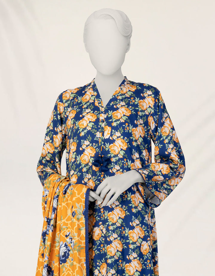 Linen Blue Stitched Suit - J. Junaid Jamshed