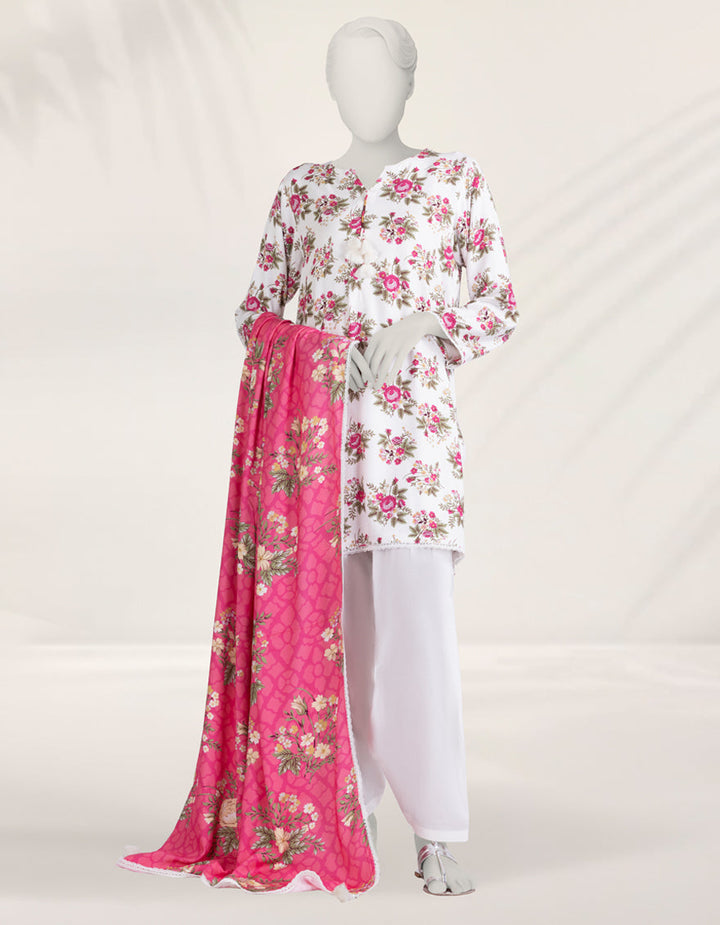 Linen White Stitched Suit - J. Junaid Jamshed