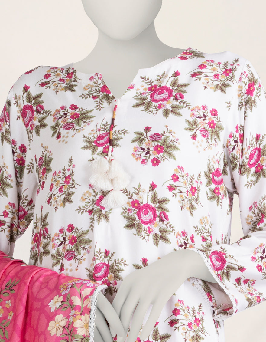 Linen White Stitched Suit - J. Junaid Jamshed