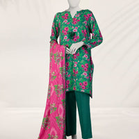 Linen Green Stitched Suit - J. Junaid Jamshed