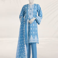 Cambric Blue Unstitched Suit - J. Junaid Jamshed