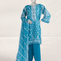 Cambric Teal Unstitched Suit - J. Junaid Jamshed