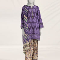 Cambric Purple Stitched Suit - J. Junaid Jamshed