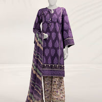 Cambric Purple Unstitched Suit - J. Junaid Jamshed