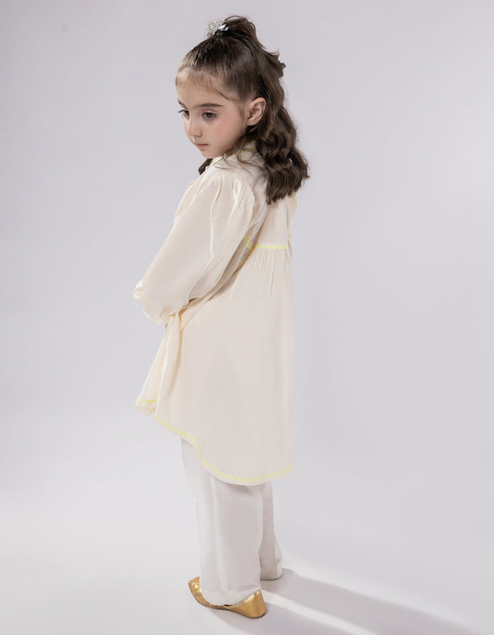 Lawn Off White Kurti - J. Junaid Jamshed