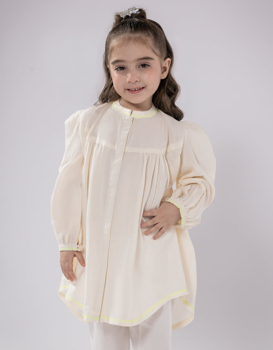 Lawn Off White Kurti - J. Junaid Jamshed