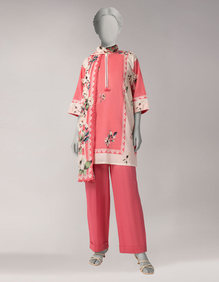 Lawn Pink Unstitched Suit - J. Junaid Jamshed