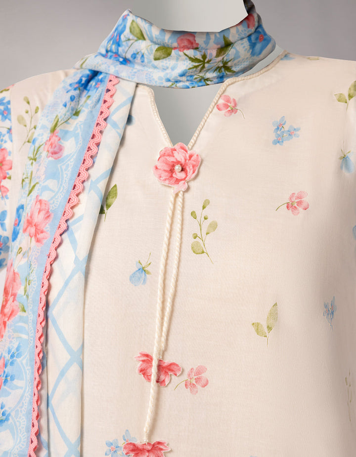 Lawn White Unstitched Suit - J. Junaid Jamshed