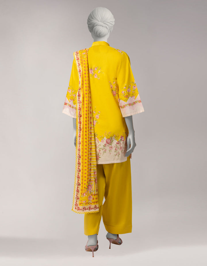 Lawn Yellow Unstitched Suit - J. Junaid Jamshed
