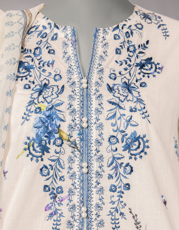 Lawn Off White Unstitched Suit - J. Junaid Jamshed