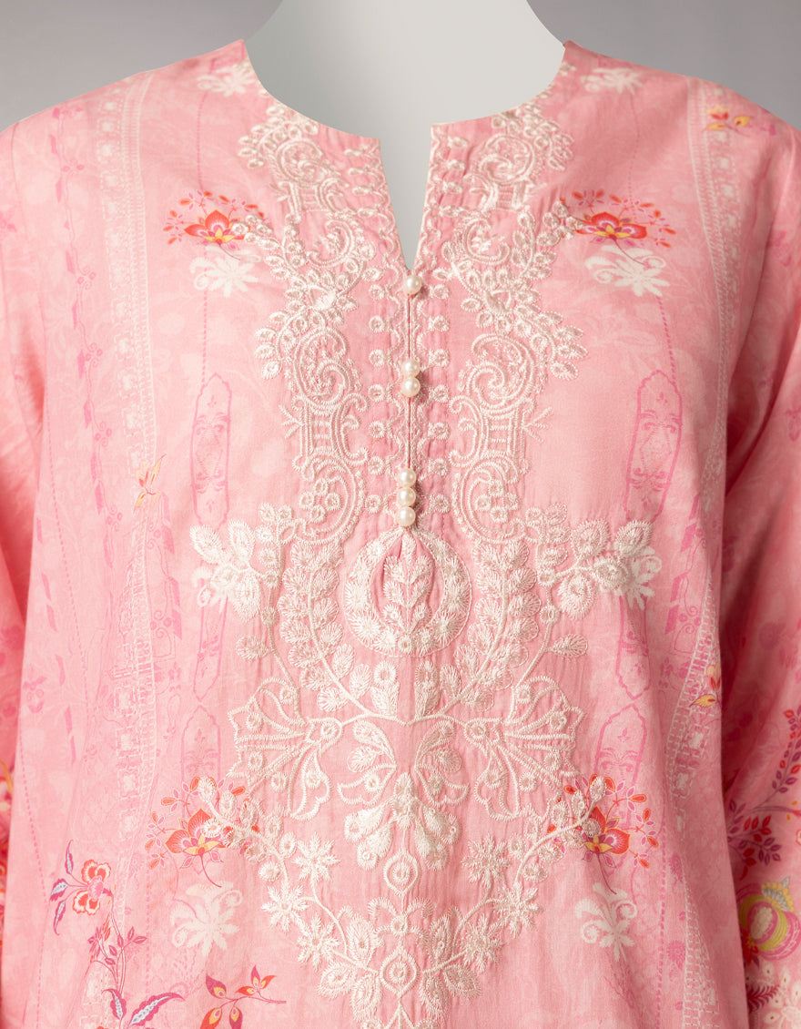 Lawn Pink Unstitched Suit - J. Junaid Jamshed