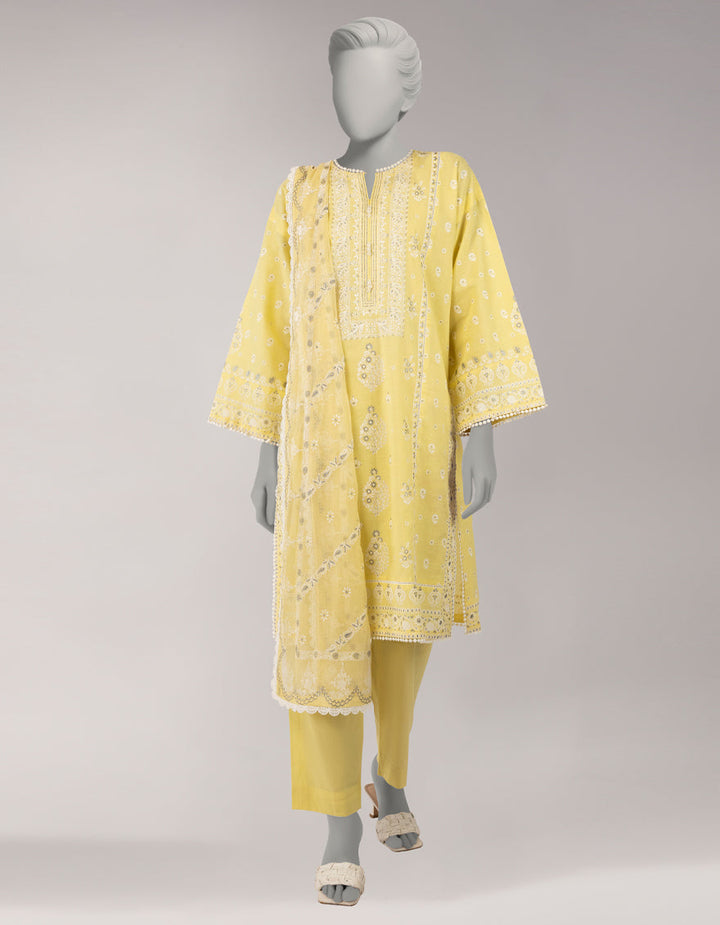 Lawn Yellow Unstitched Suit - J. Junaid Jamshed