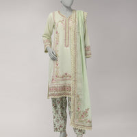 Lawn Green Stitched Suit - J. Junaid Jamshed