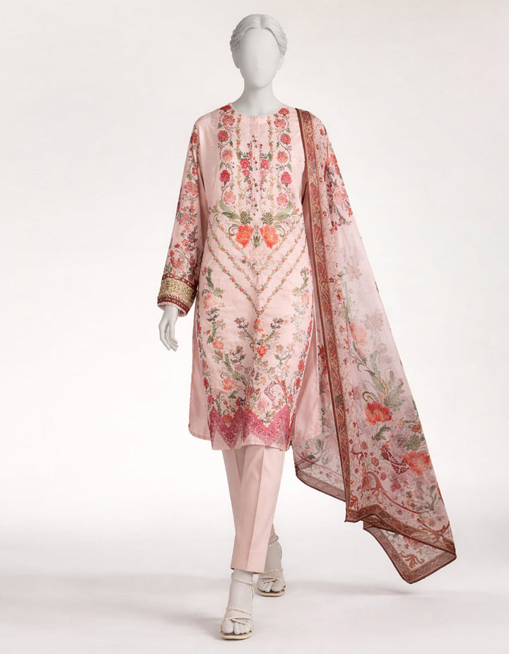 Lawn Pink Stitched Suit - J. Junaid Jamshed