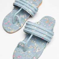 Silk Blue Chappal - J. Junaid Jamshed
