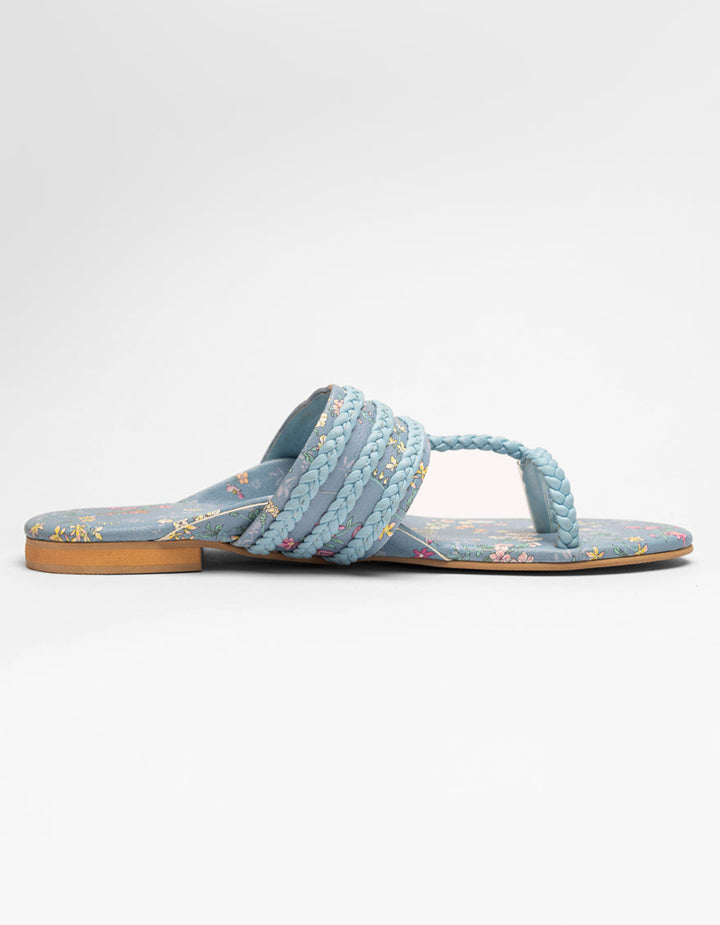 Silk Blue Chappal - J. Junaid Jamshed
