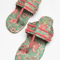 Silk Green Chappal - J. Junaid Jamshed