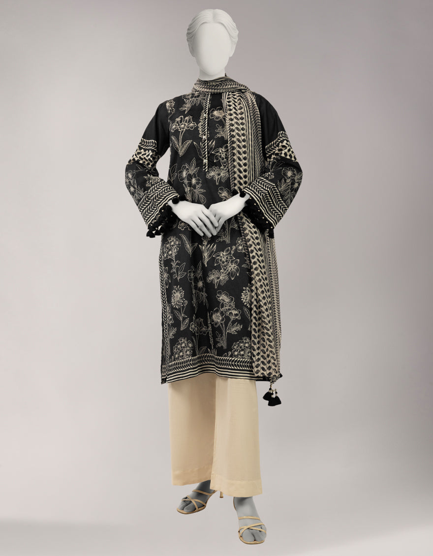 Lawn Multicolor Unstitched Suit - J. Junaid Jamshed