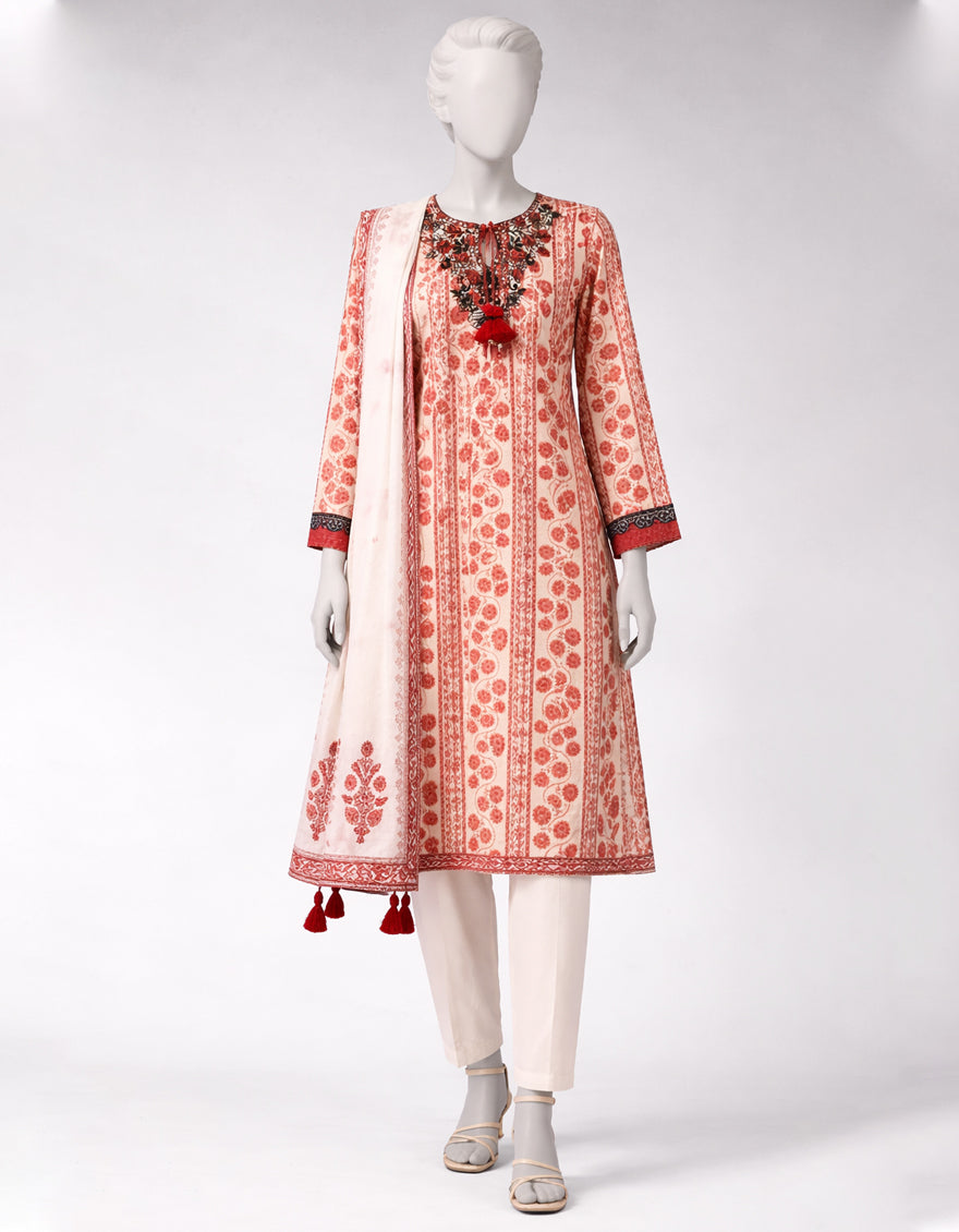Lawn Multicolor Unstitched Suit - J. Junaid Jamshed