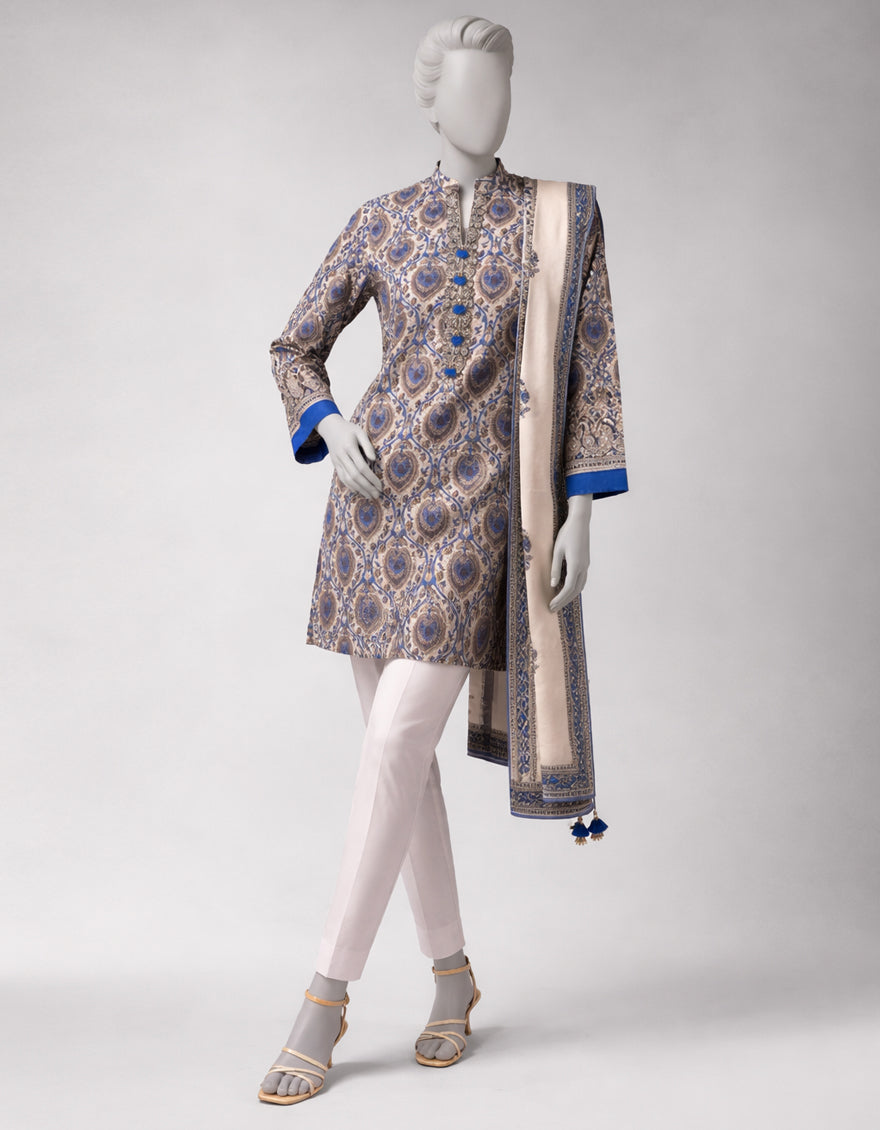 Lawn Multicolor Unstitched Suit - J. Junaid Jamshed
