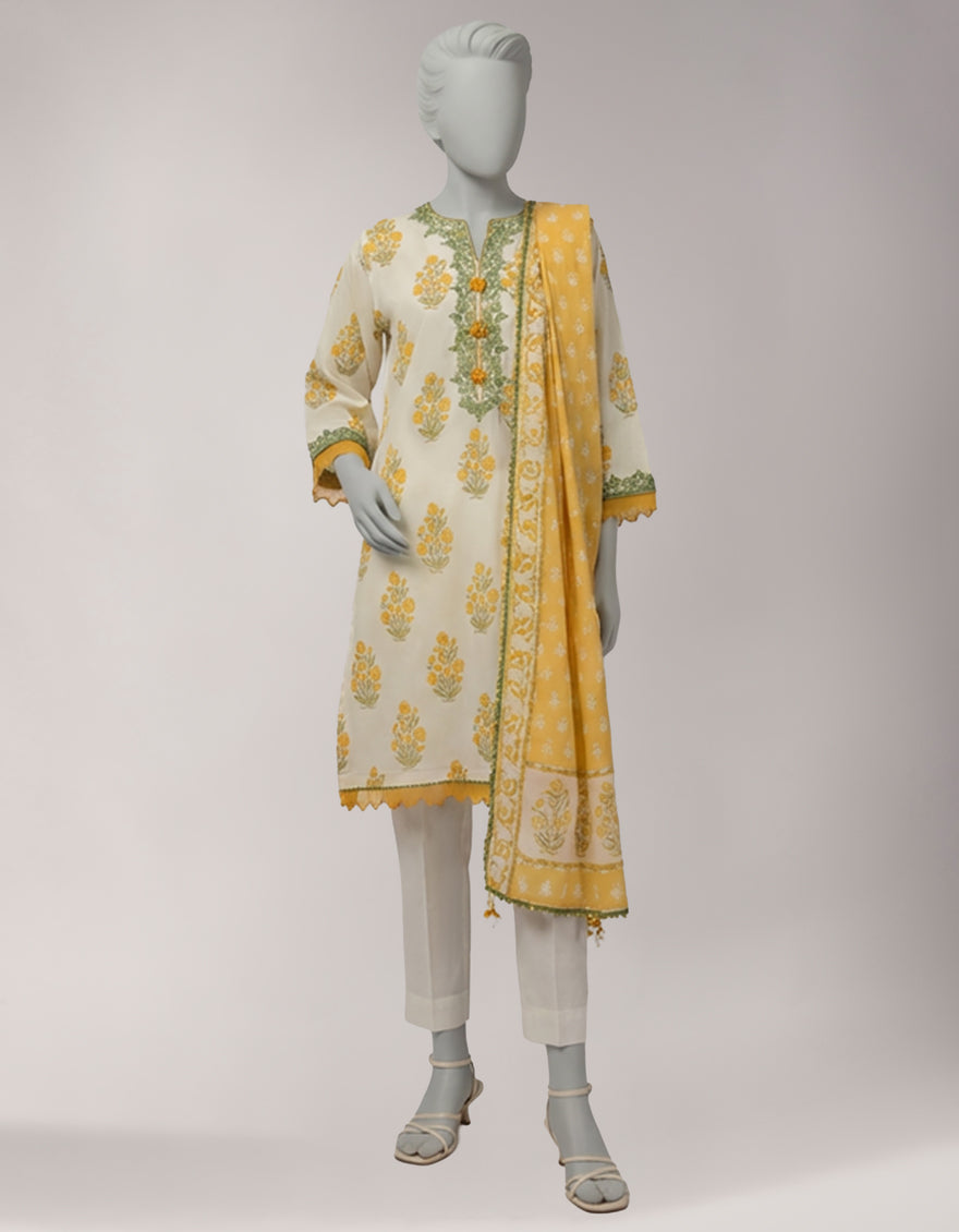 Lawn Multicolor Unstitched Suit - J. Junaid Jamshed