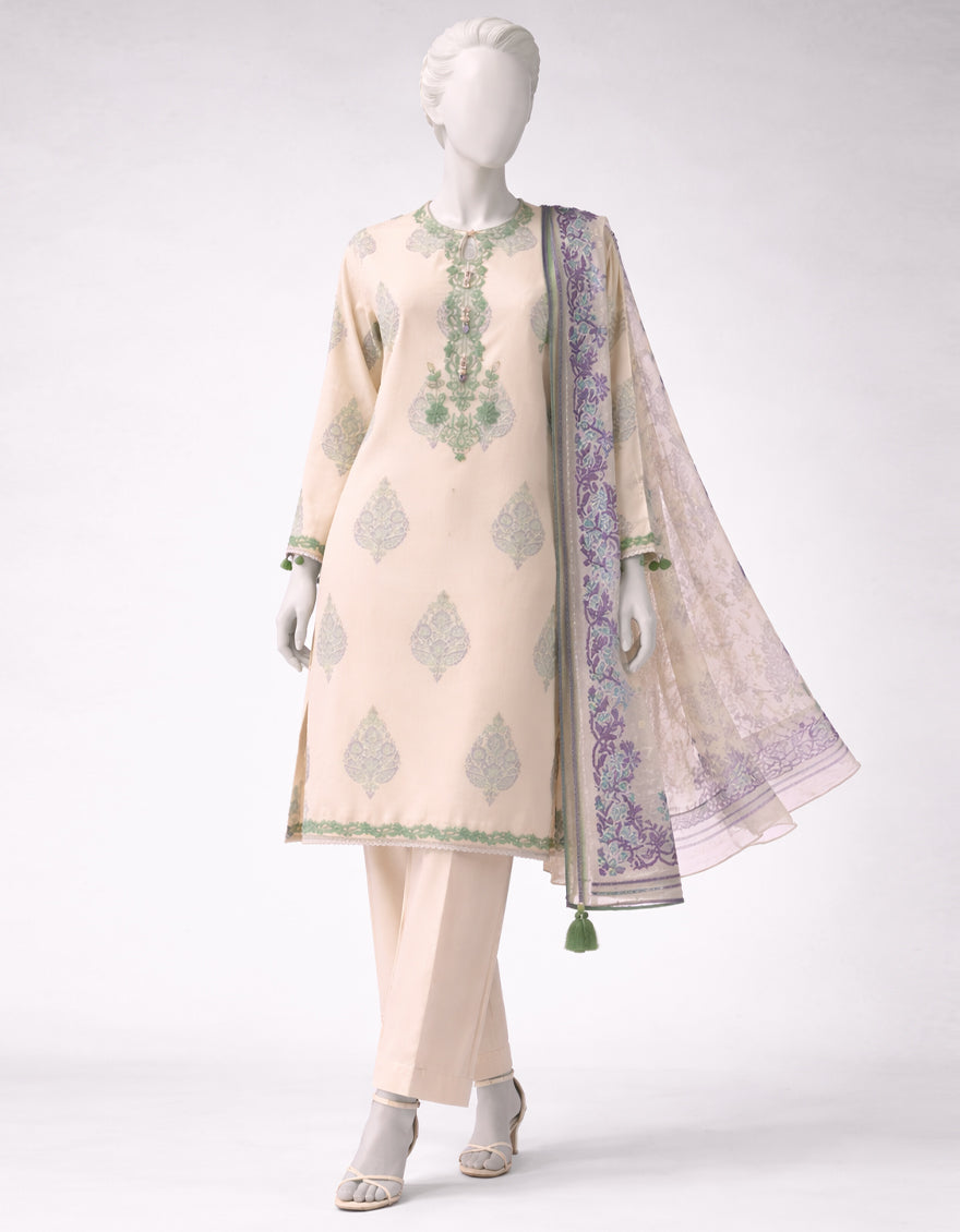 Lawn Multicolor Unstitched Suit - J. Junaid Jamshed