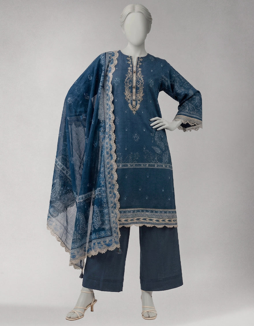 Lawn Multicolor Unstitched Suit - J. Junaid Jamshed