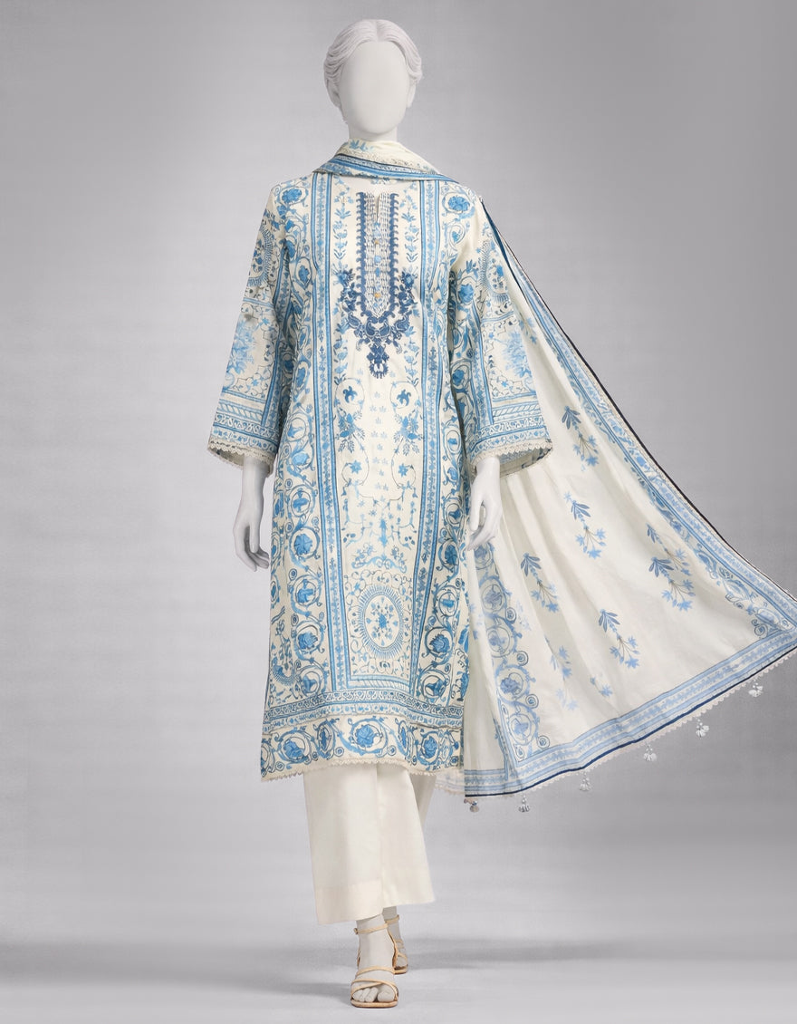 Lawn Multicolor Unstitched Suit - J. Junaid Jamshed