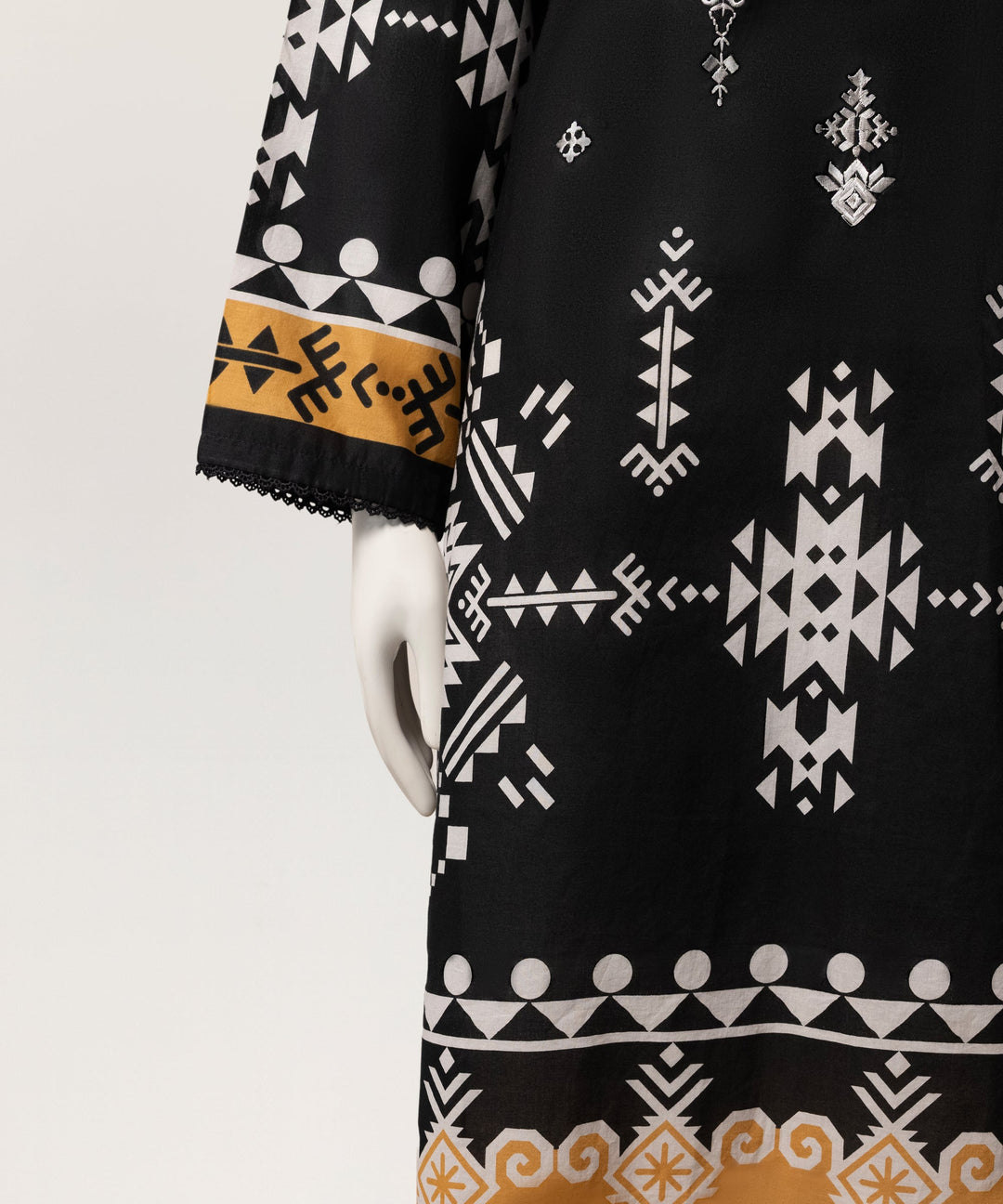 Lawn Black Stitched Suit - J. Junaid Jamshed