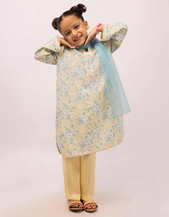 Dobby Yellow Stitched Suit - J. Junaid Jamshed