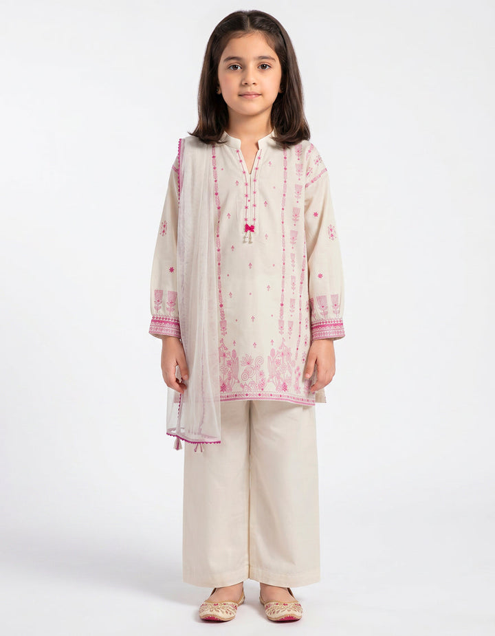 Lawn Off White Stitched Suit - J. Junaid Jamshed