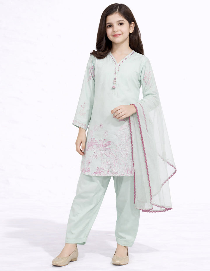 Lawn Green Stitched Suit - J. Junaid Jamshed