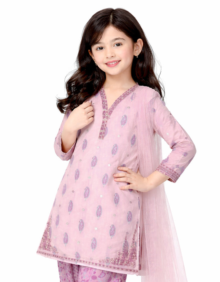 Lawn Purple Stitched Suit - J. Junaid Jamshed