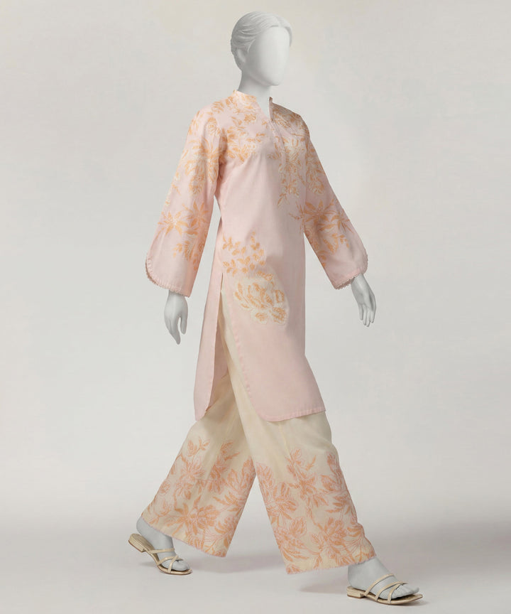 Lawn Peach Stitched Suit - J. Junaid Jamshed
