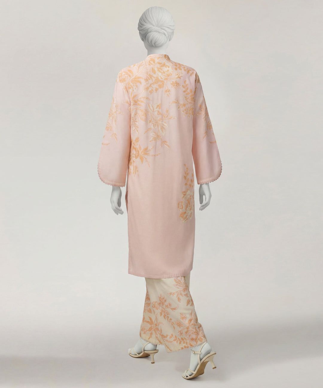 Lawn Peach Stitched Suit - J. Junaid Jamshed