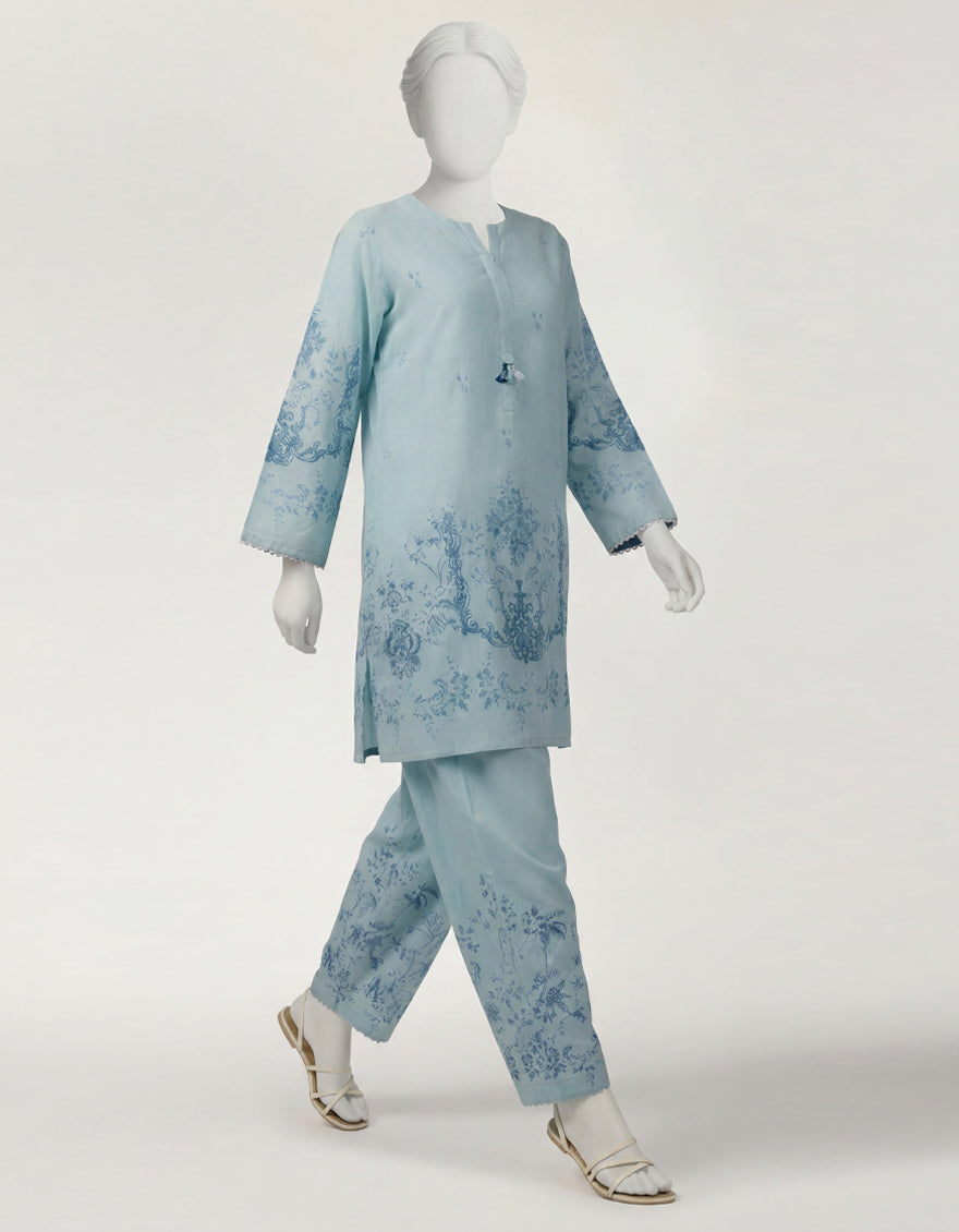 Lawn Sky Blue Stitched Suit - J. Junaid Jamshed