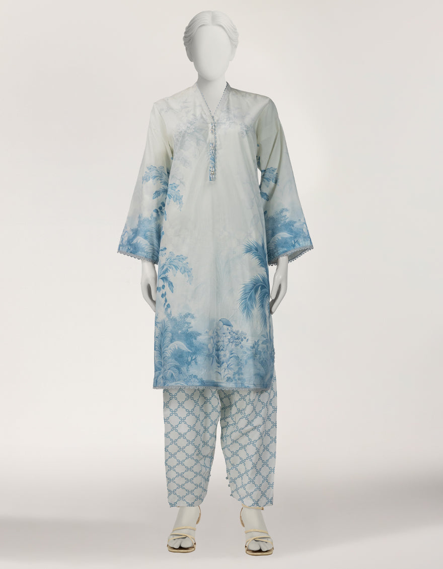 Lawn Off White Stitched Suit - J. Junaid Jamshed