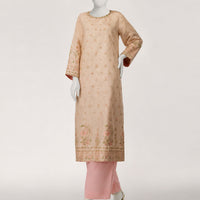 Raw Silk Beige Kurti - J. Junaid Jamshed