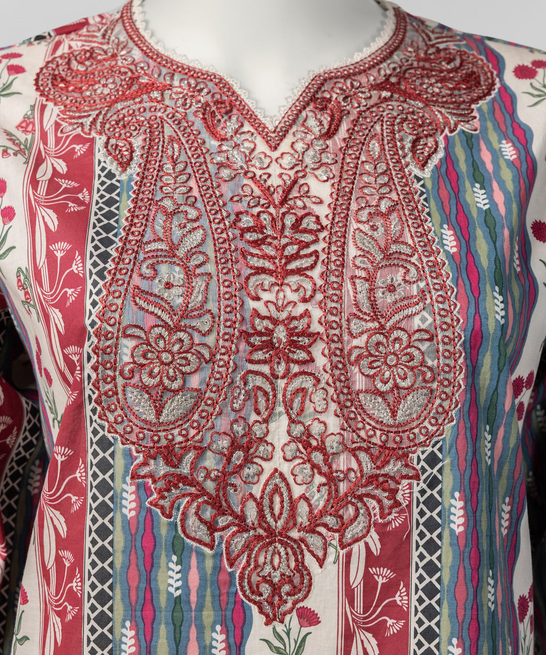 Lawn Multicolor Stitched Suit - J. Junaid Jamshed