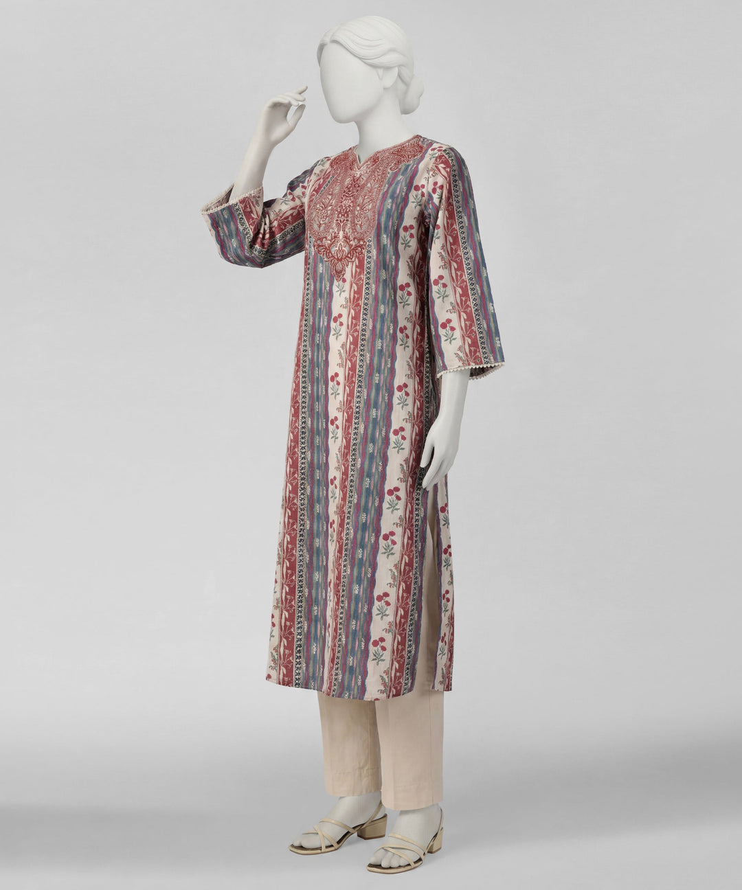Lawn Multicolor Stitched Suit - J. Junaid Jamshed