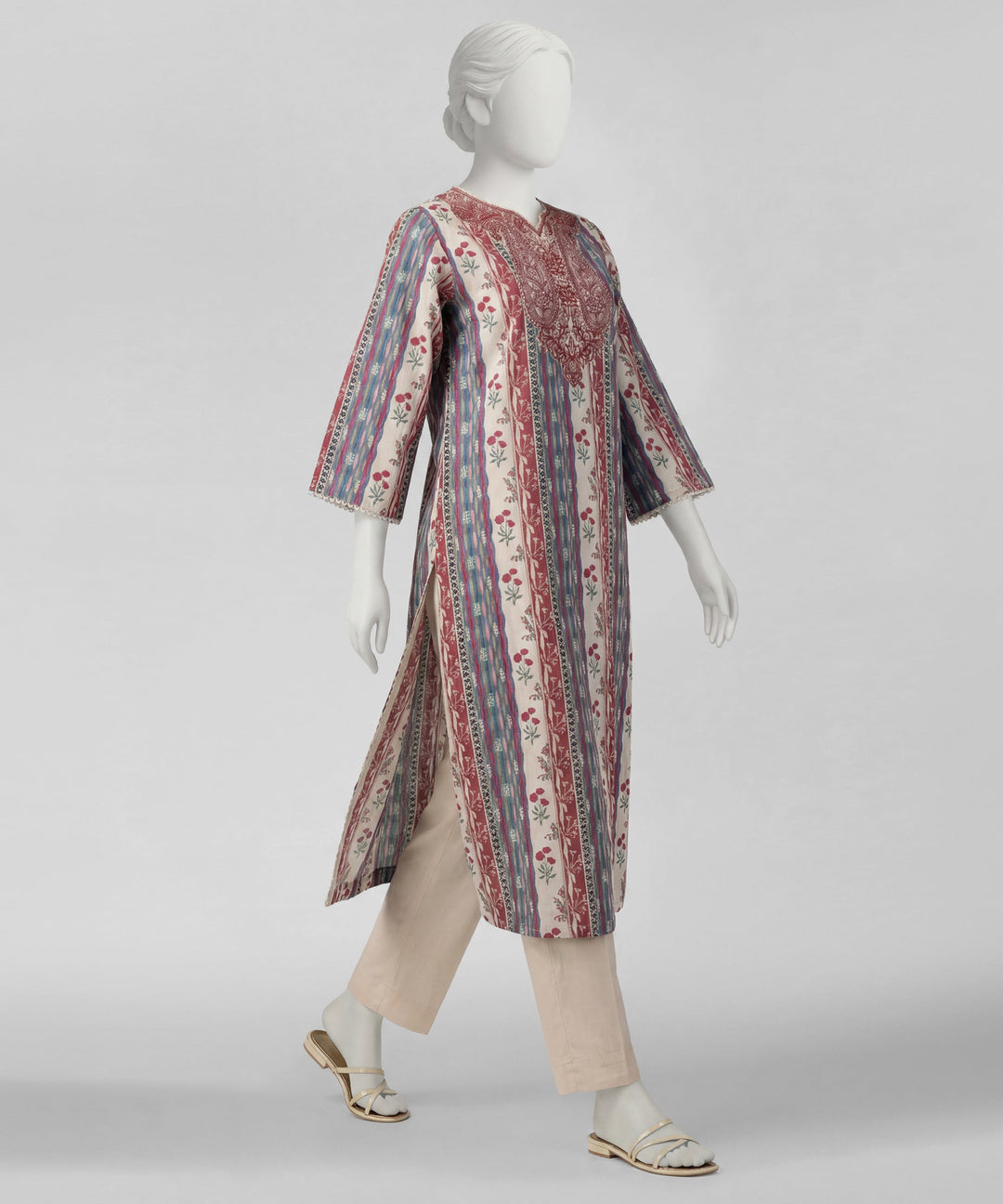 Lawn Multicolor Stitched Suit - J. Junaid Jamshed