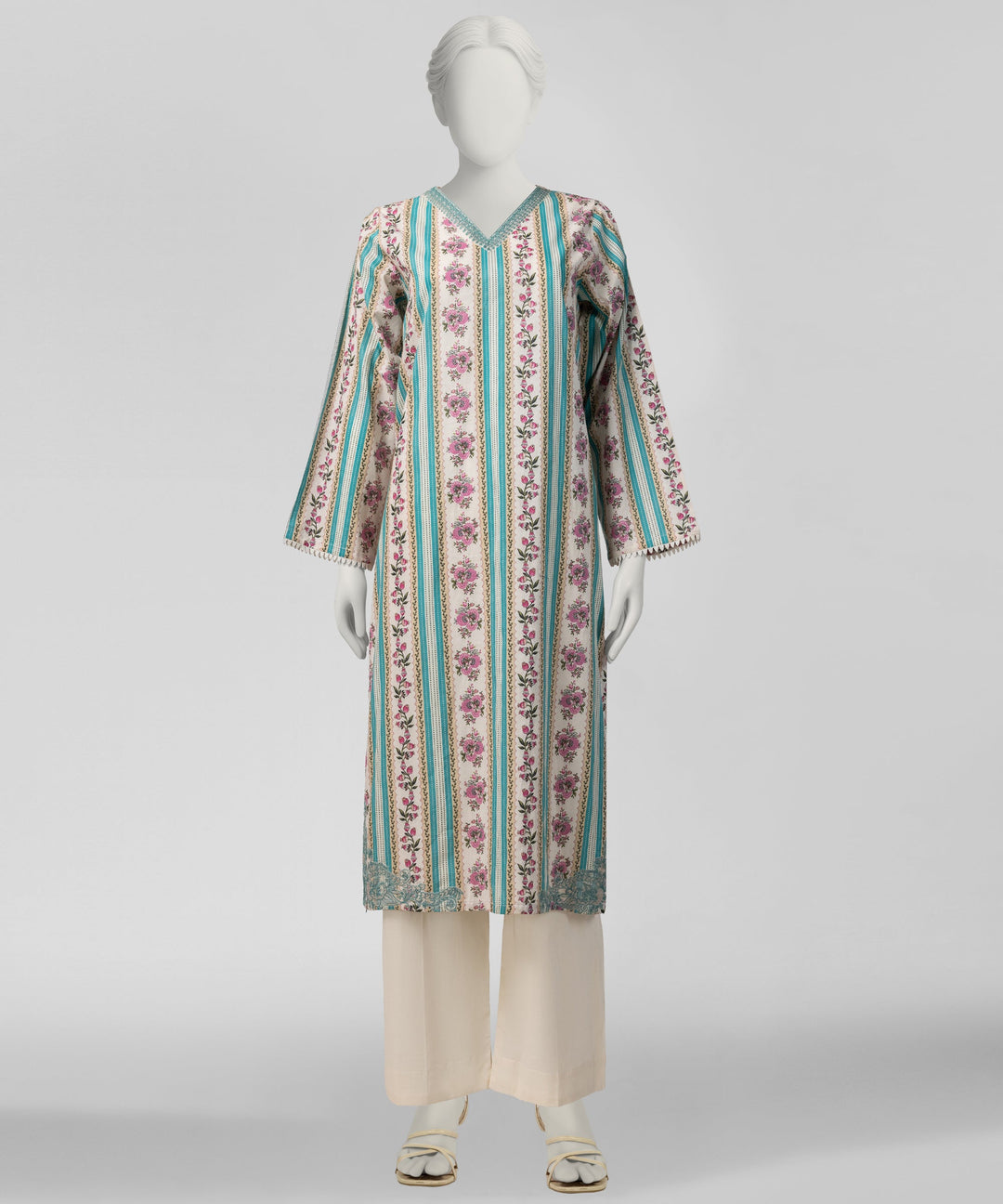 Lawn Multicolor Stitched Suit - J. Junaid Jamshed
