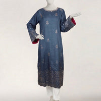 Raw Silk Blue Kurti - J. Junaid Jamshed